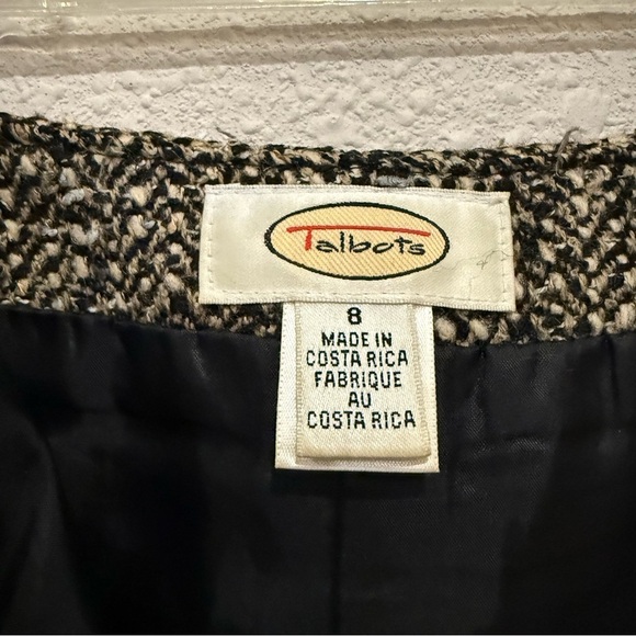 Talbots Wool Blend Skirt A-line Tweed Piping Black & Tan Midi Women’s Size 8 - Picture 10 of 12